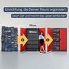 Aktenschrank abschließbar JAN - 5 Ebenen verstellbar, Flügeltüren | Metallschrank Werkstatt Mehrzweckschrank Büroschrank aus Stahl Werkzeugschrank, 185x115x40cm Anthrazit-Rot Bild 3
