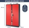 Aktenschrank abschließbar JAN - 5 Ebenen verstellbar, Flügeltüren | Metallschrank Werkstatt Mehrzweckschrank Büroschrank aus Stahl Werkzeugschrank, 185x115x40cm Anthrazit-Rot Bild 2