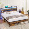 MSMASK Metallbett Bettgestell mit Steckdose und USB-Ladefunktion (Ohne Matratze), Jugendbett, 140x190 cm Bild 2