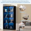 Glasvitrine Hochschrank Standvitrine Badezimmerschrank, APP-LED-Beleuchtung, doppeltürig, bewegliche Einlegeböden, Glas Holz, transparent weiß, 80 x 40 x 160 cm Bild 3