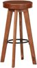 Barhocker FENI 2er Set Echtleder und Massivholz Akazie Dunkelbraun | Barstühle Küchenhocker Thekenhocker für Küche Hausbar Bild 3