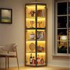 MODFU Vitrine Schmale Glasvitrine 170 cm, transparent, mit LED (Packung, 1-St, 5 Einlegeböden, Doppeltüren für Rundumsicht) Freistehende Acrylvitrine für Wohn- & Essbereich Bild 3