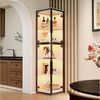 MODFU Vitrine Schmale Glasvitrine 170 cm, transparent, mit LED (Packung, 1-St, 5 Einlegeböden, Doppeltüren für Rundumsicht) Freistehende Acrylvitrine für Wohn- & Essbereich Bild 2