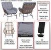 2er-Set Gartenstuhl HWC-P75, Gartensessel Loungesessel, Stoff 220g/m² Poly-Rattan Metall ~ hellgrau, Polster beige Bild 2