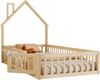 Hausbett, 90 x 200 cm, Kinderbett mit Schornsteinform, Bett mit Lattenrost (ohne Matratze), Kiefernholz, Minimalistischer Stil, Natur Bild 5