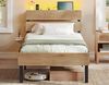 VASAGLE Einzelbett mit Metallrahmen, LED-Beleuchtung, USB-A- und USB-C-Anschluss, Industrie-Stil, 90x200 cm Bild 1