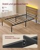 VASAGLE Einzelbett mit Metallrahmen, LED-Beleuchtung, USB-A- und USB-C-Anschluss, Industrie-Stil, 90x200 cm Bild 3