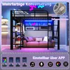 Hochbett mit Regal, LED-Beleuchtung, Kleiderstange, Wandgitter, Leiter, Rausfallschutz, 90x200cm, Kinderbett, Metallbett Bild 4