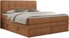 Boxspringbett mit Kopfteil und Topper, Polsterbett - LUKA-KING - 120x200cm - Orange Stoff - H4 Bild 3