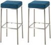 2er Set Barhocker BIDAN - Stoff Blau 37x37x85 cm | Barstuhl Mit Lehne Tresenhocker Tresenstuhl Kneipenhocker Kneipenstuhl Bild 1
