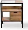 Beistelltisch >Mandurah 1< Schublade, Ablagen, Eiche Dekor, Metall + MDF - 48x55x35cm (BxHxT) Bild 3
