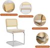 LVHOM Freischwinger 2er Set Esszimmerstuhl, Retro Küchenstuhl mit Chromgestell & Rattan-Rückenlehne, gepolsterter Samtsitz, stapelbar, moderne Wohnzimmerstuhl, Beige Bild 3
