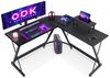 ODK Gaming Tisch, Computertisch, Gaming Schreibtisch mit runder Ecke, Gaming-Tisch mit Monitorablage (Kohlefaser Schwarz, 127x127 cm) Bild 3
