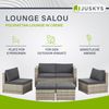 Juskys Polyrattan Gartenmöbel Set Salou - Outdoor Lounge wetterfest 6 Personen - Sitzecke mit Tisch & Kissen für Garten, Balkon, Terrasse - Grau Bild 3