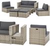 Juskys Polyrattan Gartenmöbel Set Salou - Outdoor Lounge wetterfest 6 Personen - Sitzecke mit Tisch & Kissen für Garten, Balkon, Terrasse - Grau Bild 2