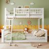 Etagenbett 90x200+140x200 aus Massivholz mit Leiter & Bettgitter, platzsparendes Kinderbett Weiß Bild 2