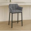 Barhocker GIBEL - Metall Grau 64x48x110 cm Schwarz | Barstuhl Mit Lehne Tresenhocker Tresenstuhl Kneipenhocker Kneipenstuhl Bild 2