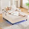 U-Sofa, LED, USB-C, Massivholzrahmen, 4 Kissen, Schwarz Bild 3
