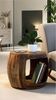 Beistelltisch Ø 50cm Sheesham Massivholz rund mit Ablagefach – Couchtisch Echtholz handgefertigt Bild 3
