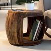Beistelltisch Ø 50cm Sheesham Massivholz rund mit Ablagefach – Couchtisch Echtholz handgefertigt Bild 2
