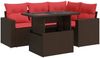 vidaXL 5-tlg. Garten-Sofagarnitur mit Kissen Braun Poly Rattan Akazie 3326315 Bild 2