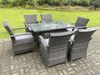 Fimous Rattan Gartenmöbel Gas Feuer Grube Rechteck Runder Esstisch Und Esszimmer Stühle 6 Sitzer für Rechteckige Tabelle Bild 1
