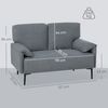 2-Sitzer-Sofa 127 x 72 x 84 cm in Grau – kompaktes Polstersofa mit Metallbeinen Bild 2