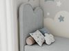 Kinderbett FLOW, Boxspringbett für Kinder, mit hohem Kopfteil, Einzelbett mit Matratze - 90x180 - Hellgrau Stoff - Topper T25 Bild 3