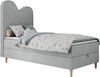 Kinderbett FLOW, Boxspringbett für Kinder, mit hohem Kopfteil, Einzelbett mit Matratze - 90x180 - Hellgrau Stoff - Topper T25 Bild 4