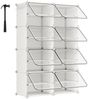 Songmics Schuhregal mit 8 Fächern, Schuhschrank, 30 x 40 x 30 cm pro Fach, schmal, mit Türen, Stahlrahmen, Kunststoff, für Flur, Schlafzimmer, Eingangsbereich, weiß CPL034W01 Bild 5