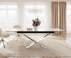 Esstisch Edge 180-220x100 Keramik Minas Melange Weiß-Beige Spider Flachstahl Edelstahl ausziehbar Bild 2