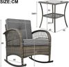 Merax Gartenlounge-Set Balkonmöbelset Rattan, Schaukelstuhl für 2 Personen, Gartentisch mit Glasplatte, Lounge Terassenmöbel Balkonset 3-tlg, Grau Bild 4