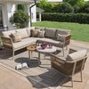 MODFU Gartenlounge-Set Großes Outdoor Sofa Set, (mit wasserfester Sitzbank und Kissenset, Modulares Ecksofa Set für Terrasse Balkon, 1-tlg, Sofa 114,5×61×67, Sessel 53×53×75, Eck 61×61,5×67, Tische 41,5/58 cm) Bild 5