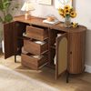 Merax Sideboard mit Rattantüren, Ovales Aufbewahrungsschrank in Holzoptik (140 × 38 × 77,5 cm, 1 St), Kommode mit 2 Schiebetüren, 3 Schubladen, Metallbeinen & Stauraum Bild 3
