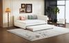 Polsterbett 140*200, Ausziehbares Schlafsofa, Multifunktionsbett mit Lattenrost, Jugendbetten Kinderbetten Gästebetten, Samtstoff Beige Bild 2