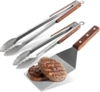 LuxusKollektion BBQ-Set, 3-teilig, Edelstahl silber / Holz natur