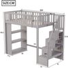 Kinderhochbett 90x200 cm aus Kiefernholz mit Sicherheitsleiter, Stauraum, 3 Fächern, Holzfarbe, Multifunktionsbett Bild 4