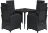 vidaXL 5-tlg. Garten-Essgruppe mit Kissen Schwarz Poly Rattan 3212311 Bild 2