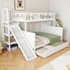 Kinderbett 90*200/140*200 cm, Massivholz-Etagenbett mit Rutsche und Regal mit Sicherheitsstufen, Rollbett und Lattenrost, weiß Bild 2