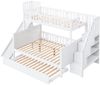 Kinderbett 90*200/140*200 cm, Massivholz-Etagenbett mit Rutsche und Regal mit Sicherheitsstufen, Rollbett und Lattenrost, weiß Bild 5