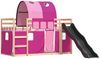 vidaXL Etagenbett mit Rutsche und Gardinen Rosa 80x200 cm 3284145 Bild 3