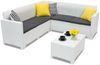 Dmora Loungeset für draußen Somnus, Outdoor-Lounge mit Couchtisch, Terrassenset mit Kissen, Gartenkomposition mit Sofa und Sesseln, Made in Italy, Weiß Bild 5