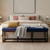 CLP Sitzbank Polson, Modern, Gestell schwarz, Samt, Gesteppt, Bodenschoner, Design,blau 150 cm Bild 3