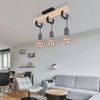 Holzlampe, 3 flammig, Holz, Metall, schwarz, L 60cm Bild 3