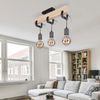 Holzlampe, 3 flammig, Holz, Metall, schwarz, L 60cm Bild 2