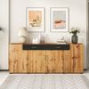 Sideboard 208 cm, 2 Schubladen, 4 Türen, MDF und Spanplatte, mit Eiche-Front, Metallgriffe Bild 4