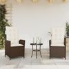 vidaXL 3-tlg. Bistro-Set mit Kissen Braun Poly Rattan 365274 Bild 3