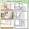 Kinderbett Baumhaus 90 x 200 cm, Etagenbett für Kinder in Fensterbauweise mit Speicherung und Rausfallschutz, Natur & Weiß – 2x Lattenrost (Ohne Matratze) Bild 4