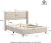 Polsterbett 140×190 cm mit Lattenrost, Chesterfield-Kopfteil mit Nieten, Beige Bild 3