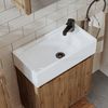Roomart MINI-50 Badmöbel Set– 4-teiliges Badezimmermöbel Set - Waschbeckenunterschrank mit Keramikwaschbecken, Spiegelschrank & Hochschrank - H 45 x B 25 x T 49 cm • Eiche Bild 5